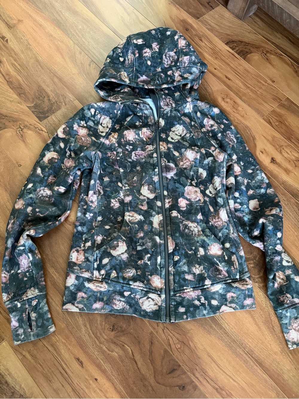 lululemon athletica Floral Hooded Zip Jacket in Teal and Pink